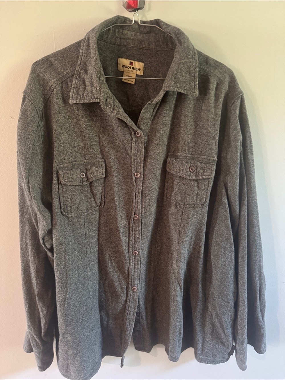 Woolrich Heathered Gray Cotton Blend Long Sleeve Button Down Shirt - Women's XXL